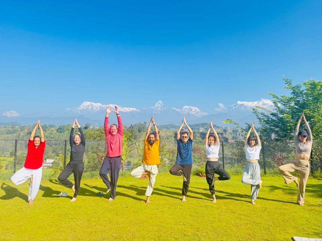Partner sound healing practice during 4-day singing bowl training Nepal
